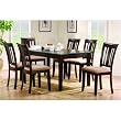 7pc Contemporary Cappuccino Finish Wood Dining Table & Chair Set