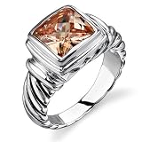 Trendy Chic: Designer Inspired Sterling Silver Cable Design Champagne CZ Ring