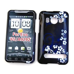 HTC EVO 4G (Sprint) Snap-on Protector Hard Cover "Midnight Flowers" Design