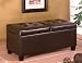Storage Ottoman with Button Tufted Top Dark Brown Leather Like