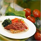 Cheese Lasagna with Meat Sauce, Carrots and Spinach