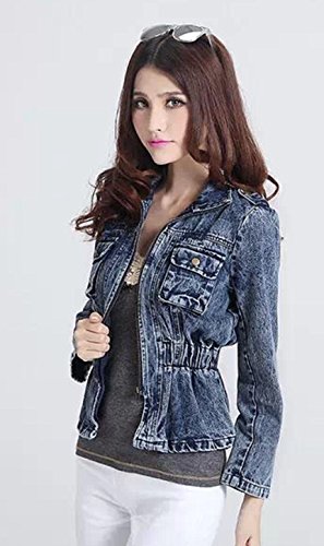 デニム ジャケット カジュアル ライダース エレガント フレア レース シフォン ロング ブラウス  長袖  大きいサイズ  美脚 デート 2次会 パーティ セクシー 秋物 冬物 可愛いスカーフ付き m156