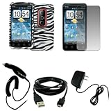 EMPIRE Black and White Zebra Stripes Rubberized Design Hard Case Cover + Sc ....