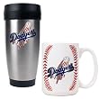 Los Angeles Dodgers MLB Stainless Steel Travel Tumbler & Game ball Ceramic Mug Set - Primary Logo by Great American Products