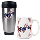 Los Angeles Dodgers Stainless Steel Travel Tumbler & Gameball Ceramic Mug Set - Primary Logo MLB Baseball