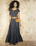 Newport News Jeanology Denim Keyhole Peasant Dress