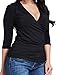 LookbookStore Women's Plus Size Crossover Faux Wrap Ruched Pullover Blouse Shirt
