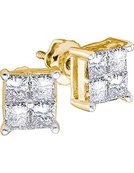 14KT Yellow Gold 0.25 CTW Diamond Ladies Invisible Earrings