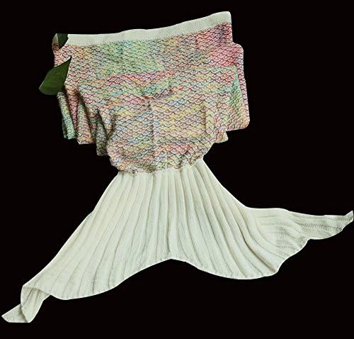 Fairy Kids Mermaid Tail Knitted Mermaid Tail Blanket (Colorful,28''59'')