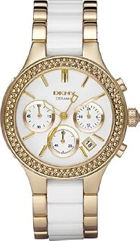 DKNY #NY8182 Women's Rose Gold Stainless Steel Combo White Ceramic Chronograph Watch