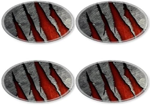 Texture Metal Scratches Wolverine Claws Round Coaster (4 Piece) Set Fabric Rubber 5 Inch Size Luxlady Coaster Cup Mug Can Water Bottle Drink Coasters Stain Resistance Collector Kit Kitchen Table Top Desk