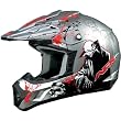 AFX Zombie Adult FX-17 Off-Road Motorcycle Helmet w/ Free B&F Heart Sticker Bundle - Silver