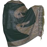 Evening Wrap Shawl in Jamawar Wool with Elegant Jacquard Design 80 x 40 inches (jmwr544)