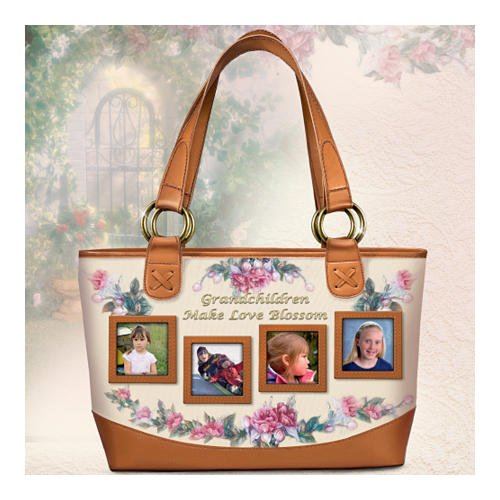 Grandmothers Photo Display Tote Bag: Grandchildren Make Love Blossom by The Bradford Exchange
