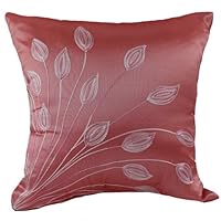 Coral Lotus Leaves 18'x18' Decorative Silk Throw Pillow Cover