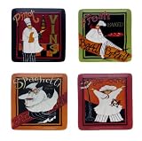 Certified International International Chefs 8-1/4-Inch Square Salad/Dessert Plate, Assorted Designs, Set of 4