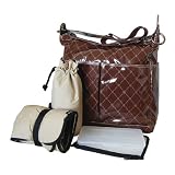 OiOi Hobo Designer Diaper Bag in Chocolate Gloss Jacquard with Taupe Nylon Lining and Accessories OiOi Hobo Designer Diaper Bag in Chocolate Gloss Jacquard with Taupe Nylon Lining and Accessories