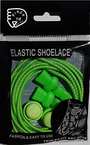 Pinch Tie Locking Shoe laces. New improved low profile(Elastic No Tie Shoelaces) (Green)