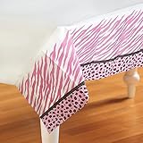 Amscan Sweet Safari Girl Baby Shower Party Paper Table Cover, 54 x 102", Pink