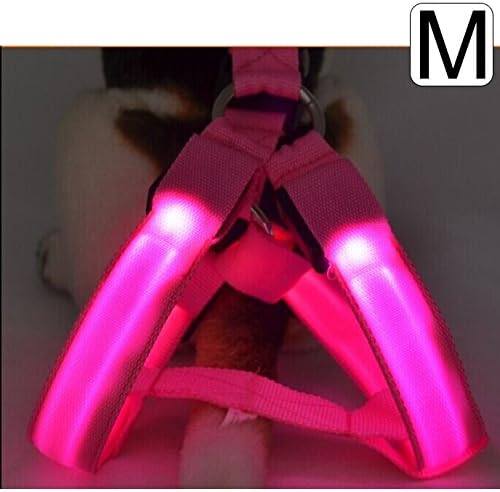 Xefeel Revolutionary LED Illuminated and Reflective Vest for Dogs Pets or Small Animals,Lightweight,Pink,Medium.