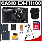 Casio Exilim EX-FH100 10.1MP High Speed Digital Camera with 10x Ultra Wide Angle Zoom Kit + 8GB Card + (2) Spare Batteries + Case + Tripod + Accessory Kit