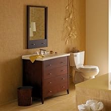 American Standard 9437.200.310 Cascada Three-Drawer Vanity without Lavatory Top, Tobacco