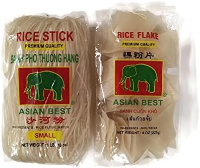 Variety 2-pack: Asian Best Rice Flake & Rice Stick Noodles [1 of Each]