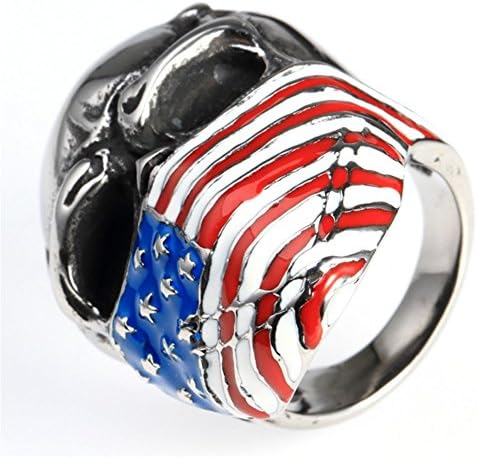 Men's Jewelry Stainless Steel American Flag Mask Skull Rings,Size 14