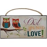 1 X Owl You Need Is Love! Two Owls on Branch Decorative Hanging Sign - Made in USA