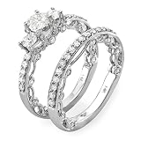 14k White Gold Round Diamond Ladies Bridal Ring Engagement Set (1.65 cttw, G-H Color, SI-I Clarity)