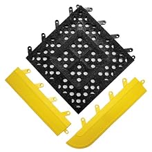 Wearwell PVC 542 FIT Functional Interlocking Anti-Fatigue Gritted Tile, Open, for Wet Areas, 12" Width x 12" Length x 5/8" Thickness, Black (Pack of 20)