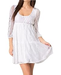 Sexy Empire   Waistline Lace Scoop Neck Floral Print Mini Dress 