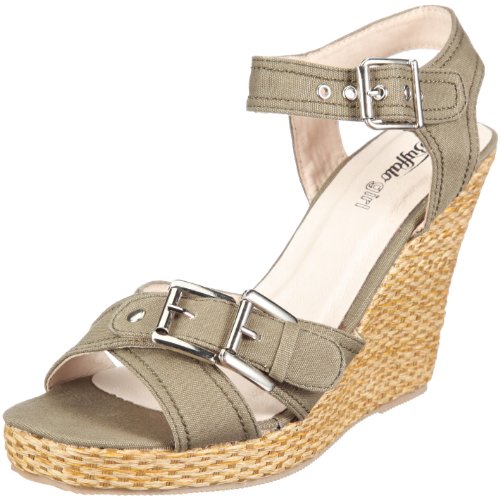 Buffalo Girl 116957 219619 DQ8A CANVAS KHAKI 01, Damen Sandalen/Fashion-Sandalen, Grün (KHAKI 01), EU 39