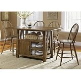 island dining room furniture-Farmhouse Casual Dining Centre Island Pub Table in Weathered Oak