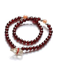 Honeystore Girls 925 Silver Bead Orange Moonstone Rutilated Quartz Calabash Garnet Stretch Bracelet Color Multicolor