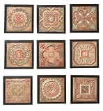 Set of 9 Antique Ceiling Wall Tin Decor Set Faded Distressed Iron