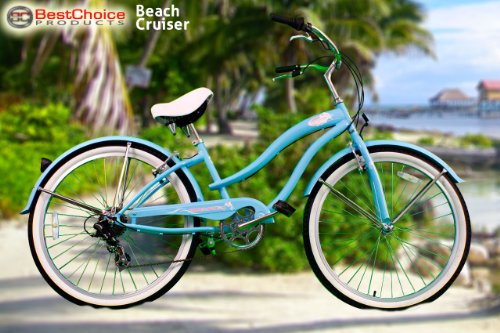 New Micargi 26 "7-Speed Ladies Beach Cruiser Bicycle Baby Blue Rover