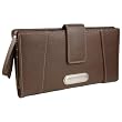 Women's Tab Clutch Leather Checkbook Wallet: Brown