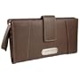 Women's Tab Clutch Leather Checkbook Wallet: Brown