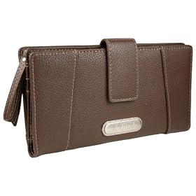 Buy Ladies Tab Clutch Leather Checkbook Wallet: Brown by Kenneth Cole