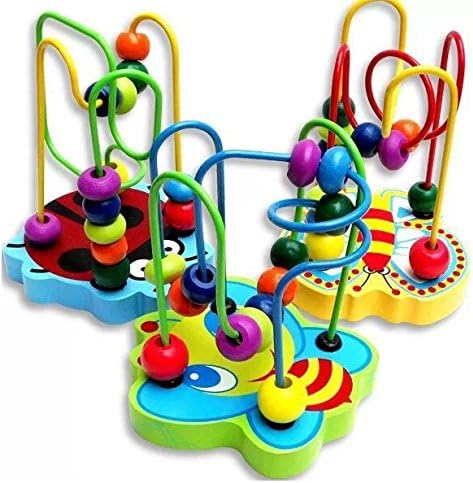 Gold Lion Baby Wooden Toy Mini Around Beads Maze Colorful Educational Game Children Toys