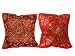 Embroidery Sari Toss Pillow Cushion Covers2 Coral Red Sequin