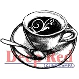 Deep Red Stamps Flourish Latte Rubber Stamp