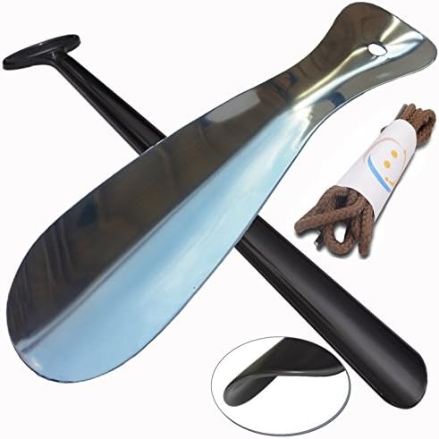 2 + 1 Set: 1pc 24 inch Shoe Horn w/ Easy Grip Handle + 1pc 7.5 inch metal 2 sided shoe horn + 1 pair 39" shoelace. Superior Value Premium Set. 100% Money Back Satisfaction Guarantee