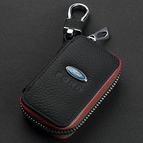 Genuine Litchi grain Leather Car Keys Bag Zipper Key Bag With brand Key Purse Key Case For Ford