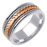 Beverly Diamonds Rose-and-white-gold MENS 14K 2-TONE WEDDING BAND RING