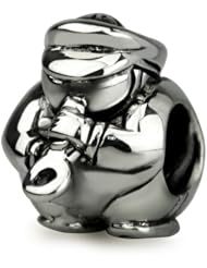 Authentic Ohm Sterling Saxophone Marching Band Bead for European Charm Bracelet