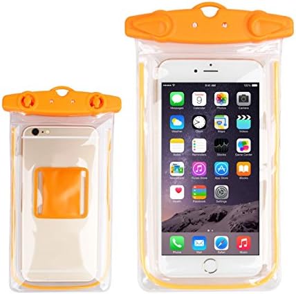 Mhawk Universal Fluorescent Waterproof Case Bag for Outdoor Activities - Waterproof Life Pouch / Dry Bag for Apple iPhone 6 plus, Protects your Cell Phone from Water and Sand. Orange