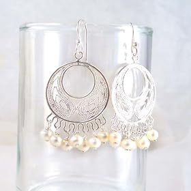 Bohemian Sterling Silver and Pearl Earrings