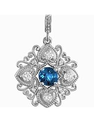 14K White Gold Sapphire and Diamond Vintage-Inspired Pendant -- LIFETIME WARRANTY